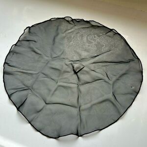 Semi sheer‎ black polyester round pocket square or handkerchief